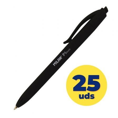 Milan P1 Touch Negro Bolígrafo Retráctil (Set de 25 unidades)